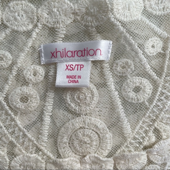 Xhilaration Sheer Lace Embroidered Boho Beach Coverup Top Size XS - Picture 9 of 12